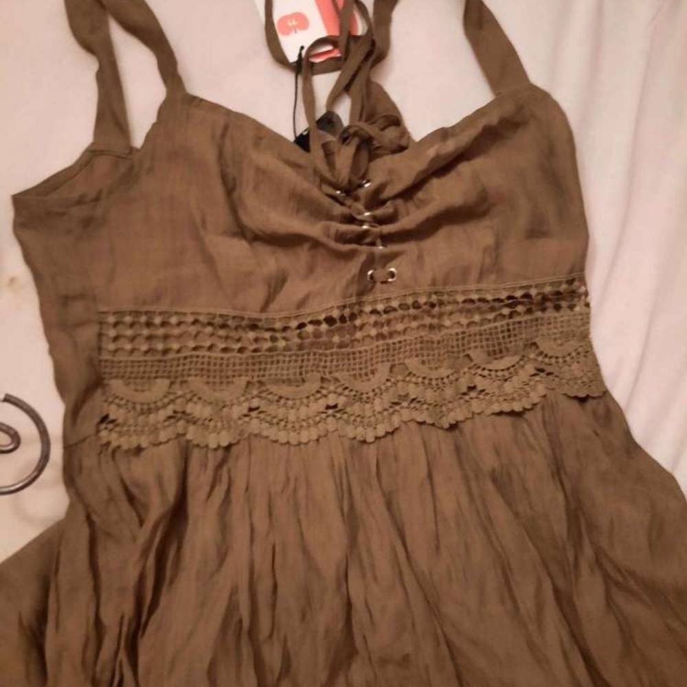 Cider Olive Lace-Up Dress